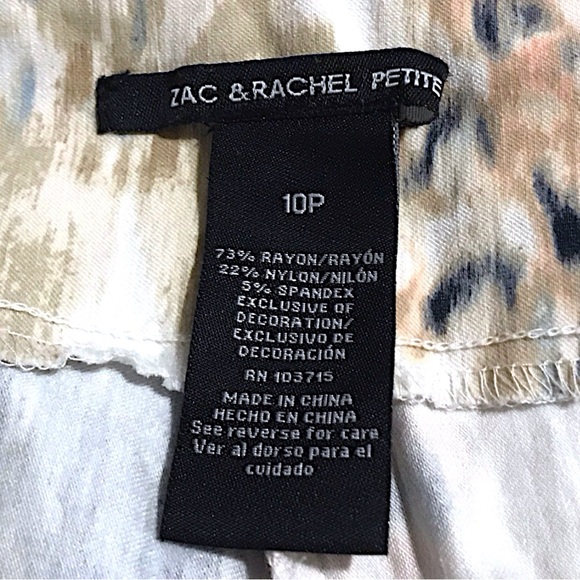 Tummy Control Abstract Floral Print Pull On Cropped Split Hem Pants - Picture 6 of 6